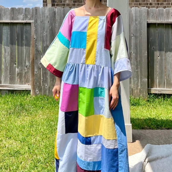 Handmade Quilted Patchwork Colorblock Dress SKU 05224 - Picture 8 of 10